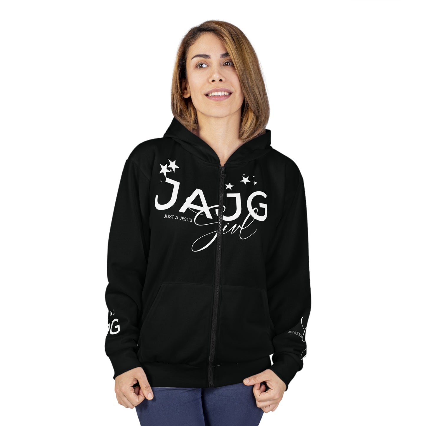 just a jesus girl christian swag unisex zip hoodie